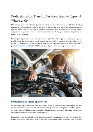 professional car tune up services what to expect