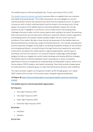 Commercial Satellite Spectrum Monitoring Market: Challenges and Insights
