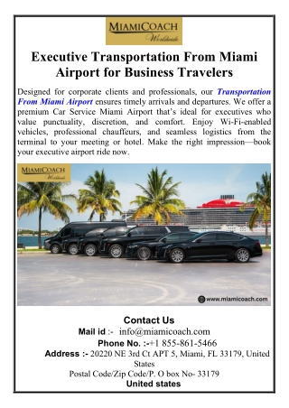 Executive Transportation From Miami Airport for Business Travelers