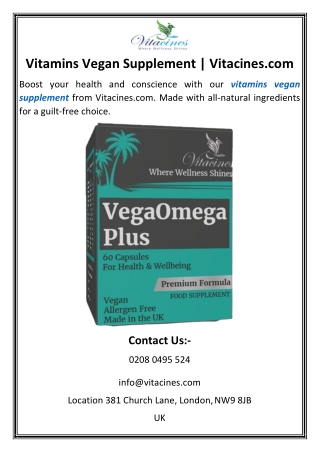 Vitamins Vegan Supplement | Vitacines.com