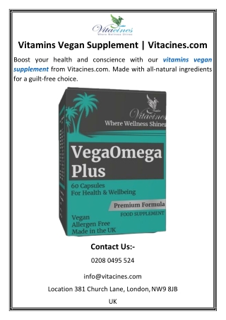 Vitamins Vegan Supplement | Vitacines.com