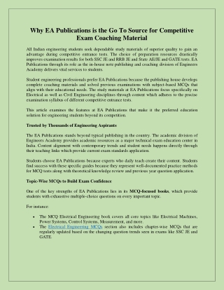 Why EA Publications is the Go To Source for Competitive Exam Coaching Material