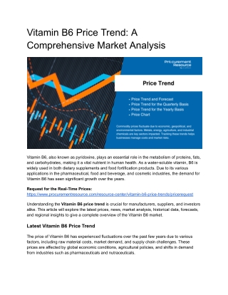 Vitamin B6 Price Trend - A Comprehensive Market Analysis