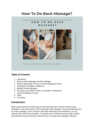How To Do Back Massage