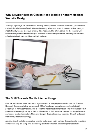 Why Newport Beach Clinics Need Mobile-Friendly Medical Website Design