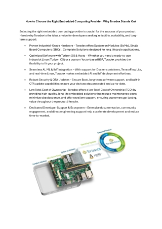 How to Choose the Right Embedded Computing Provider: Why Toradex Stands Out
