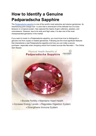 How to Identify a Genuine Padparadscha Sapphire