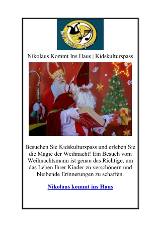 Nikolaus Kommt Ins Haus | Kidskulturspass