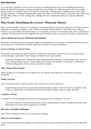 “Pitco Foods: Redefining the Grocery Wholesale Market”