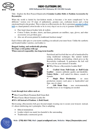 Explore the Best Praised Handcrafted Genuine Leather Belts & Fashion Accessories by Beyoustyles