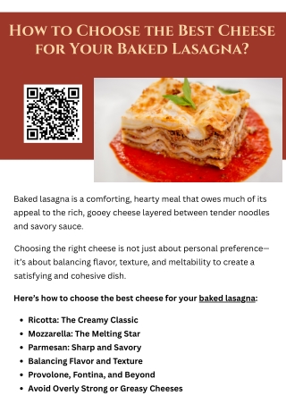 How to Choose the Best Cheese for Your Baked Lasagna?