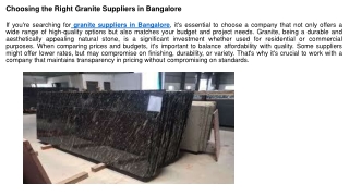 Choosing the Right Granite Suppliers in Bangalore