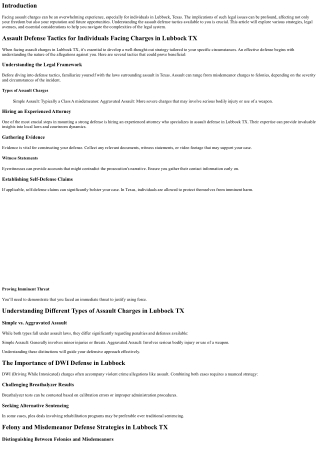 Assault Defense Tactics for Individuals Facing Charges in Lubbock