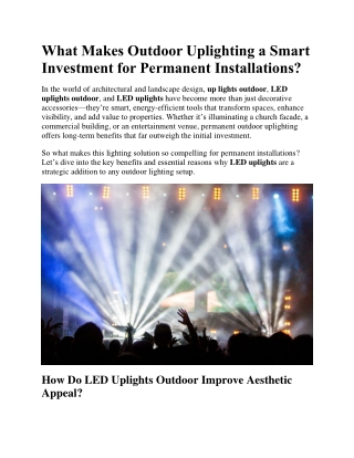 What Makes Outdoor Uplighting a Smart Investment for Permanent Installations