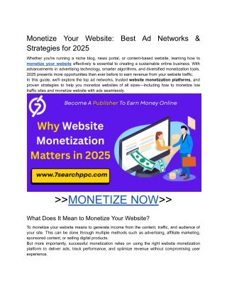 monetize your website best ad networks strategies