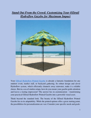 Stand Out From the Crowd Customizing Your OZtrail Hydroflow Gazebo for Maximum Impact