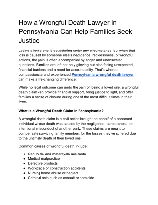 How a Wrongful Death Lawyer in Pennsylvania Can Help Families Seek Justice