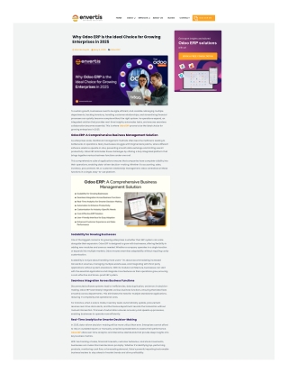 Why Odoo ERP is the Ideal Choice for Growing Enterprises in 2025
