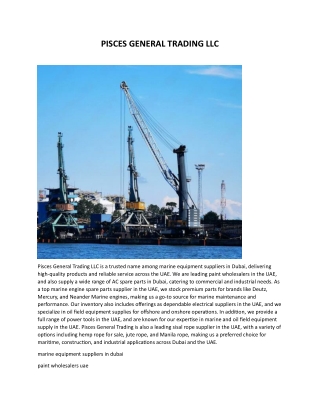 Marine engine spare parts supplier uae-Pisces General Trading LLC