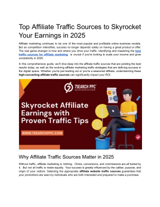 Top Affiliate Traffic Sources to Skyrocket Your Earnings in 2025