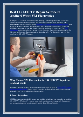 Best LG LED TV Repair Service in Andheri West