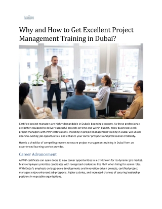Why and How to Get Excellent Project Management Training in Dubai