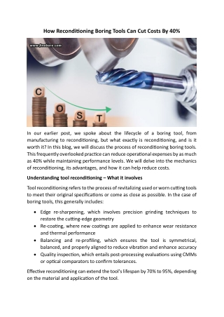 How Reconditioning Boring Tools Can Cut Costs By 40%