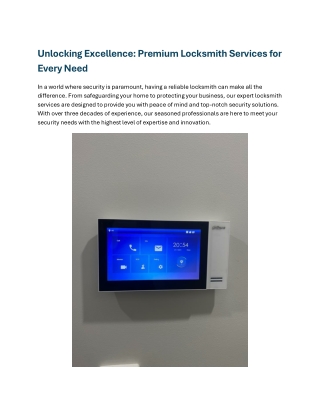 Unlocking Excellence Premium Locksmith Services for Every Need