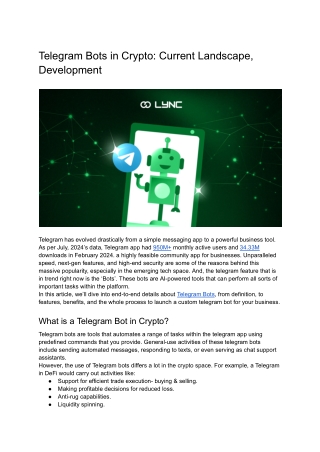 Crypto Telegram Bots: Trends and Development