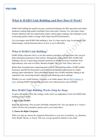 what is haro link building and how does it work