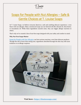 Soaps for People with Nut Allergies – Safe & Gentle Choices at T. Louise Soaps