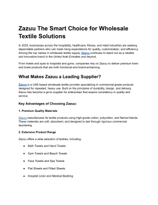 Zazuu The Smart Choice for Wholesale Textile Solutions