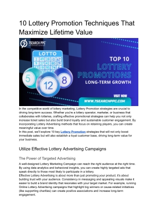 10 lottery promotion techniques that maximize