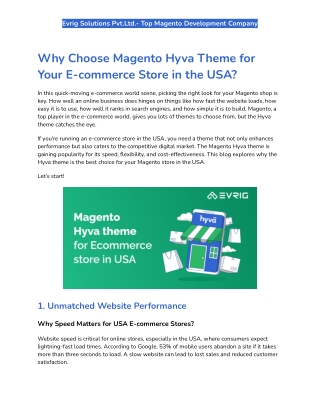 Why Choose Magento Hyva Theme for Your E-commerce Store in the USA