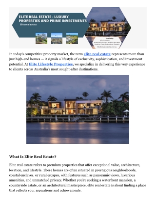 elite real estate luxury properties and prime