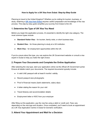 How to Apply for a UK Visa from Dubai Step-by-Step Guide