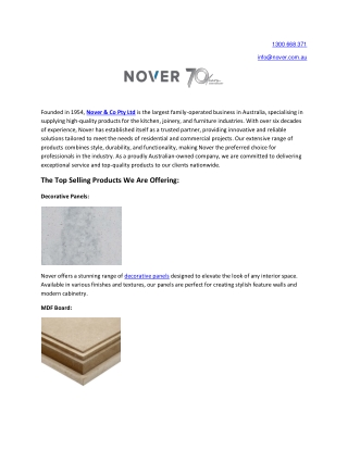 About Nover Pty Ltd | Trusted Cabinet Makers & Kitchen Suppliers Australia