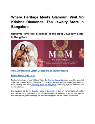 Where Heritage Meets Glamour_ Visit Sri Krishna Diamonds, Top Jewelry Store in Bangalore