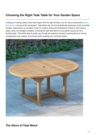 choosing the right teak table for your garden