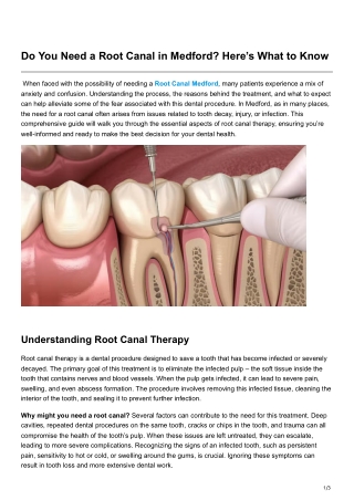 Do You Need a Root Canal in Medford Here’s What to Know