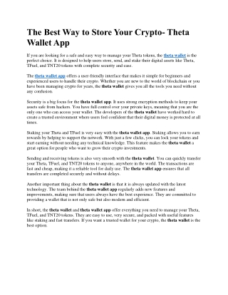 the best way to store your crypto theta wallet app