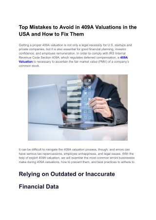 Top Mistakes to Avoid in 409A Valuations in the USA and How to Fix Them