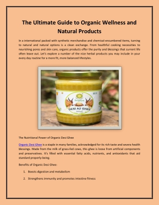 The Ultimate Guide to Organic Wellness and Natural Products