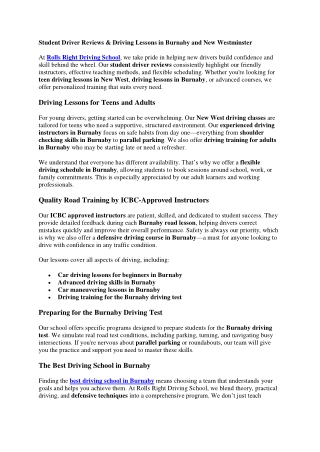 student driver reviews driving lessons in burnaby