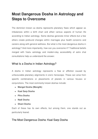 most dangerous dosha in astrology and steps