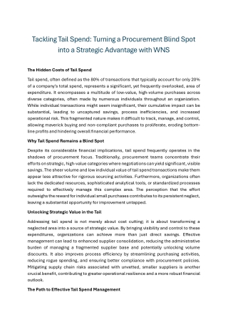 Tackling Tail Spend Turning a Procurement Blind Spot into a Strategic Advantage with WNS