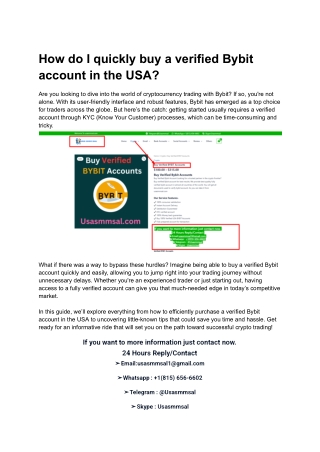 How do I quickly buy a verified....Bybit account in the USA?