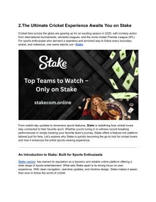 Your All-in-One Sports Hub: Discover Stake Today