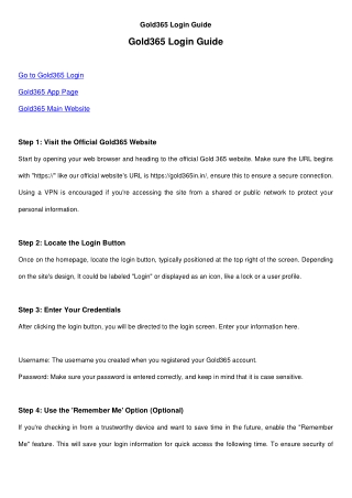 Gold365 Login Guide