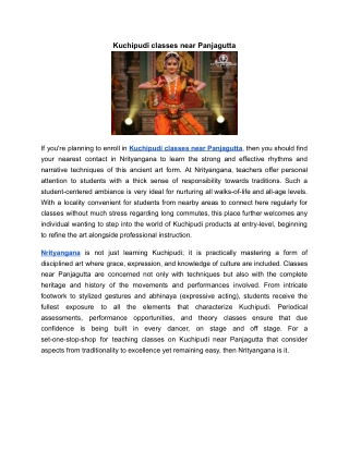Kuchipudi classes near Panjagutta | Nrityangana